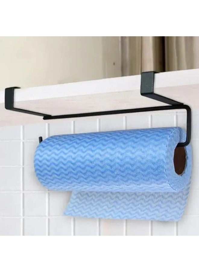 Black Wall Mounted Toilet Paper Roll Rack With Open Shelf Bathroom Kitchen Storage - Image 5
